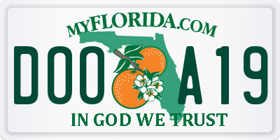 FL license plate DOOA19