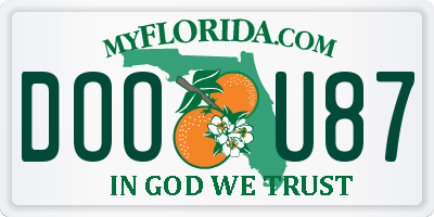 FL license plate DOOU87