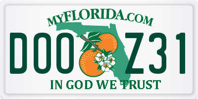 FL license plate DOOZ31
