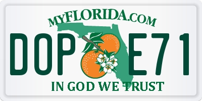 FL license plate DOPE71