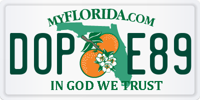 FL license plate DOPE89
