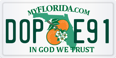 FL license plate DOPE91