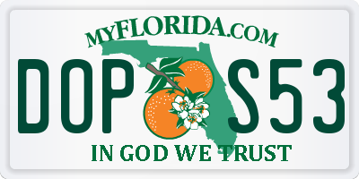 FL license plate DOPS53