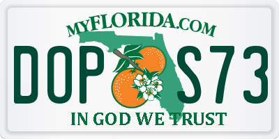 FL license plate DOPS73