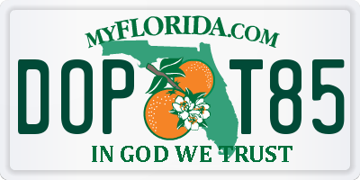 FL license plate DOPT85