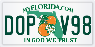 FL license plate DOPV98