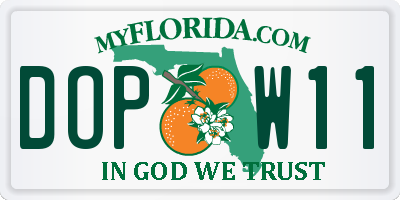 FL license plate DOPW11