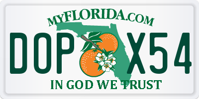 FL license plate DOPX54