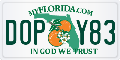 FL license plate DOPY83