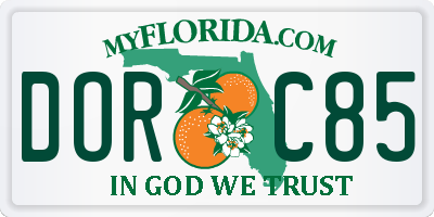 FL license plate DORC85