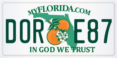 FL license plate DORE87
