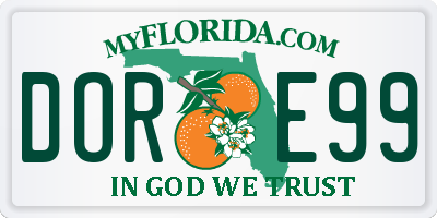 FL license plate DORE99