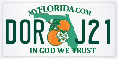 FL license plate DORJ21