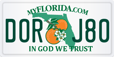 FL license plate DORJ80