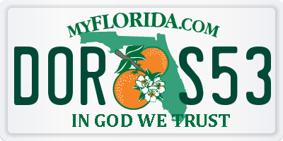 FL license plate DORS53