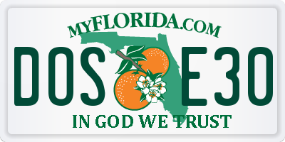 FL license plate DOSE30