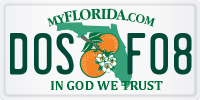 FL license plate DOSF08