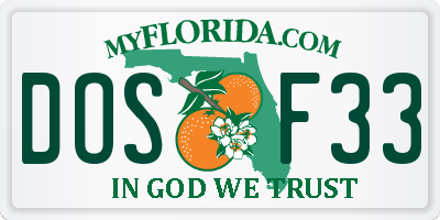 FL license plate DOSF33
