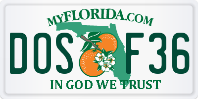 FL license plate DOSF36