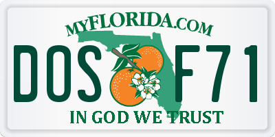 FL license plate DOSF71