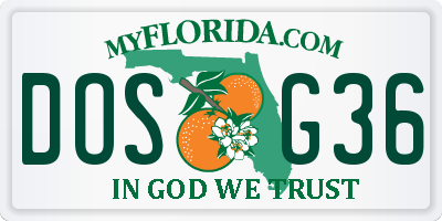 FL license plate DOSG36