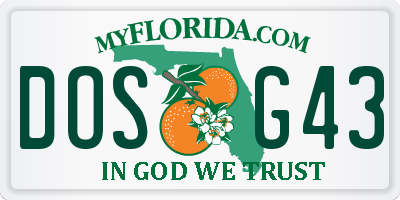 FL license plate DOSG43
