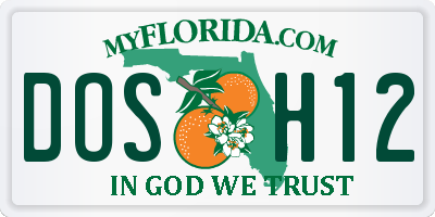 FL license plate DOSH12