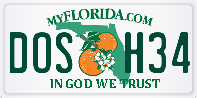 FL license plate DOSH34