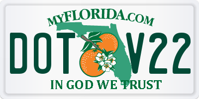 FL license plate DOTV22