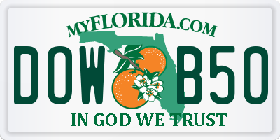 FL license plate DOWB50