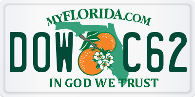 FL license plate DOWC62