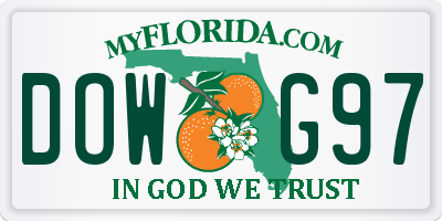 FL license plate DOWG97