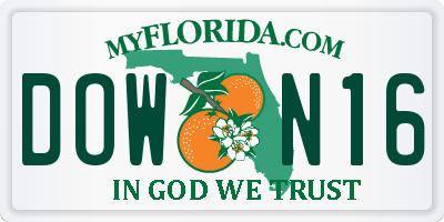 FL license plate DOWN16