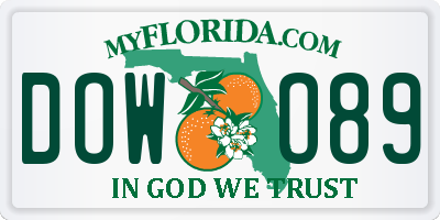 FL license plate DOWO89