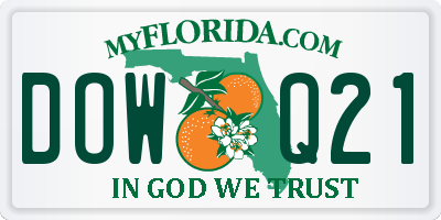 FL license plate DOWQ21