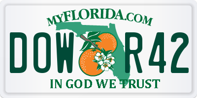 FL license plate DOWR42