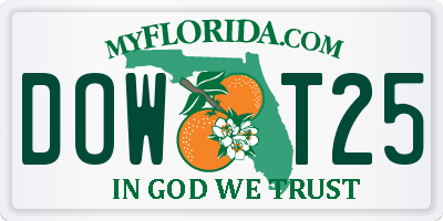 FL license plate DOWT25