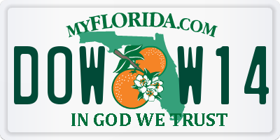 FL license plate DOWW14