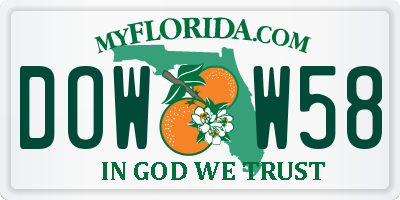 FL license plate DOWW58