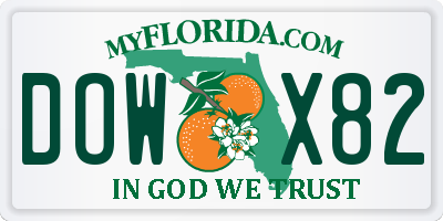 FL license plate DOWX82