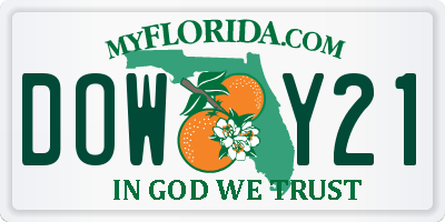 FL license plate DOWY21