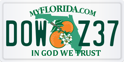 FL license plate DOWZ37