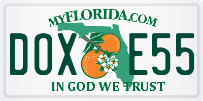 FL license plate DOXE55