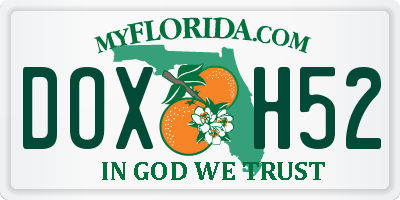 FL license plate DOXH52