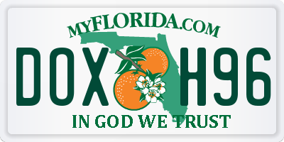 FL license plate DOXH96