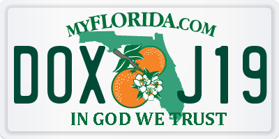 FL license plate DOXJ19