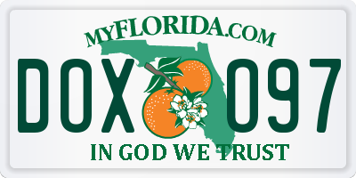 FL license plate DOXO97
