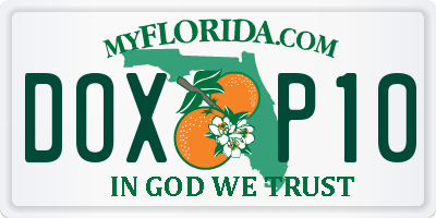 FL license plate DOXP10