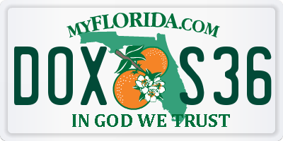 FL license plate DOXS36