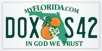 FL license plate DOXS42